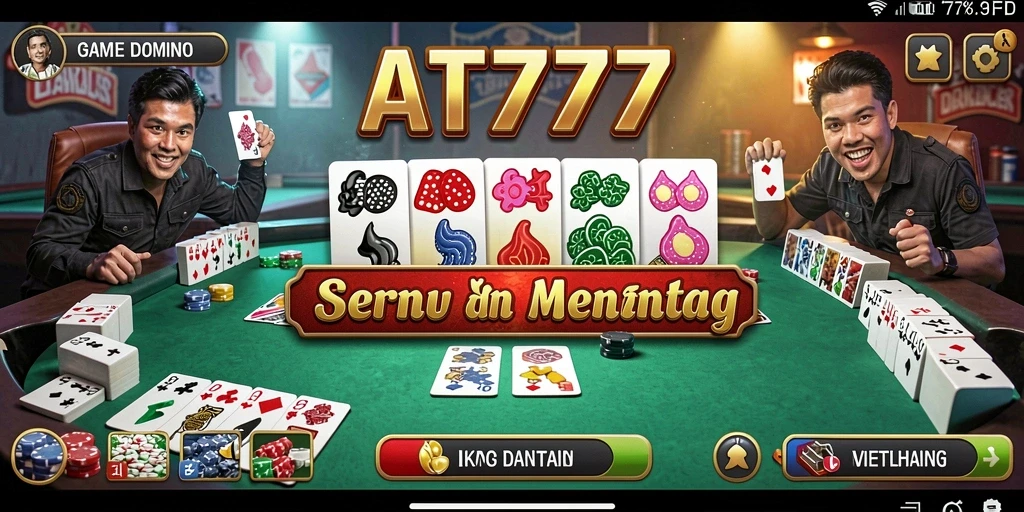 Tangkapan layar AT777 menunjukkan aksi seru permainan Domino yang mengasyikkan.