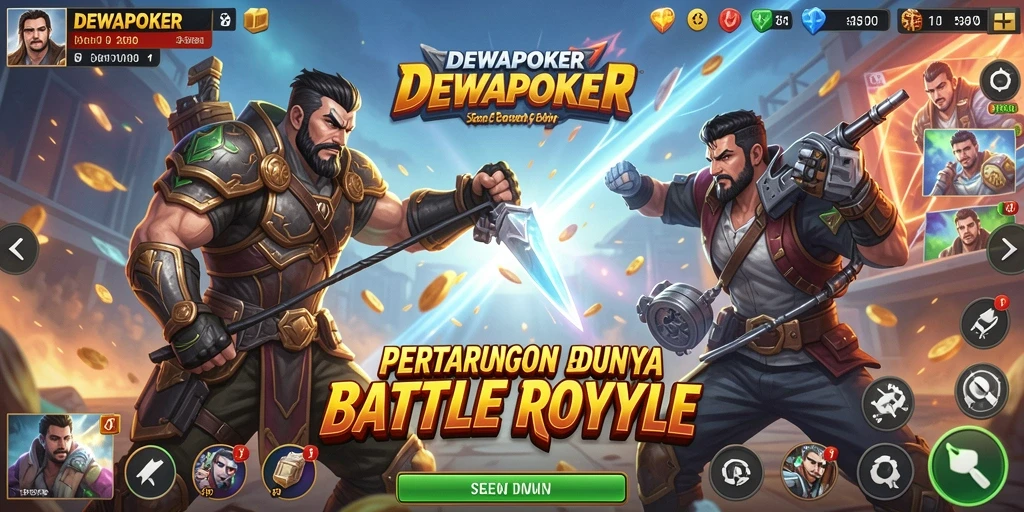 Screenshot gameplay DEWAPOKER dengan aksi pertarungan seru.