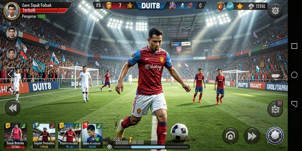 Tampilan gameplay DUIT8 yang menarik dan seru saat bertanding di lapangan.