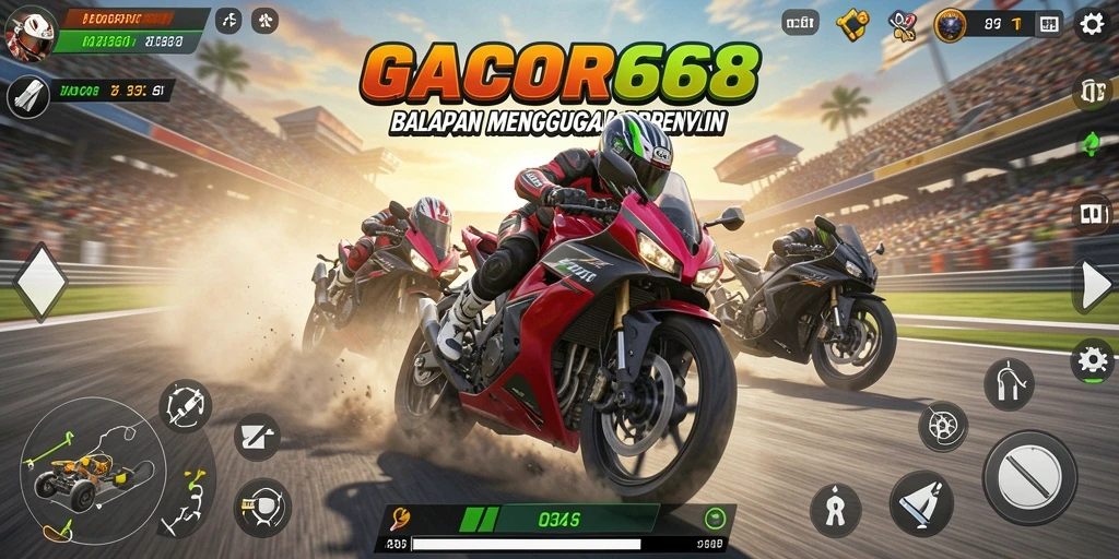 Tampilan gameplay seru dengan balapan motor yang mendebarkan.