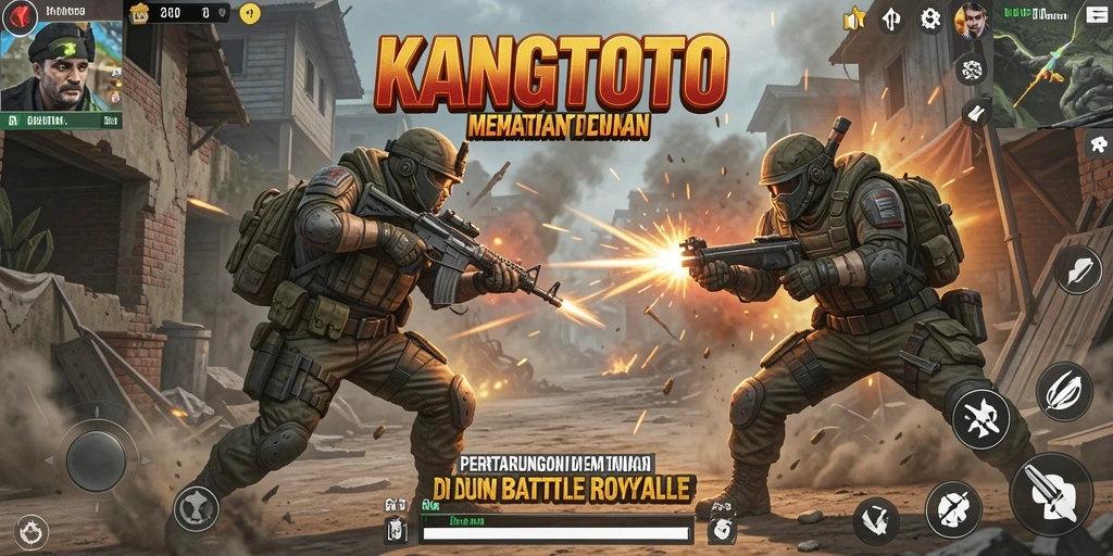 Tangkapan layar KANGTOTO menunjukkan aksi pertarungan epik Battle Royale.