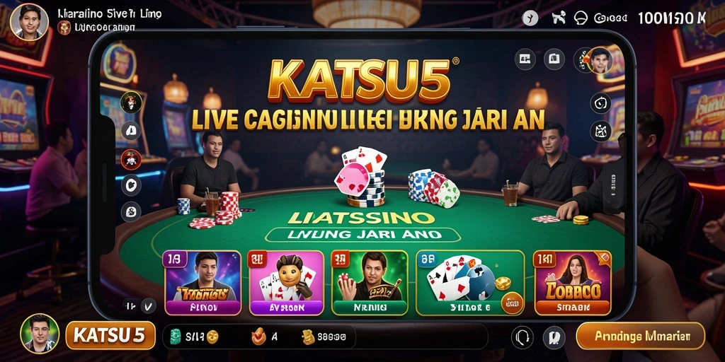 Screenshot gameplay KATSU5 menampilkan suasana Live Casino yang mendebarkan.