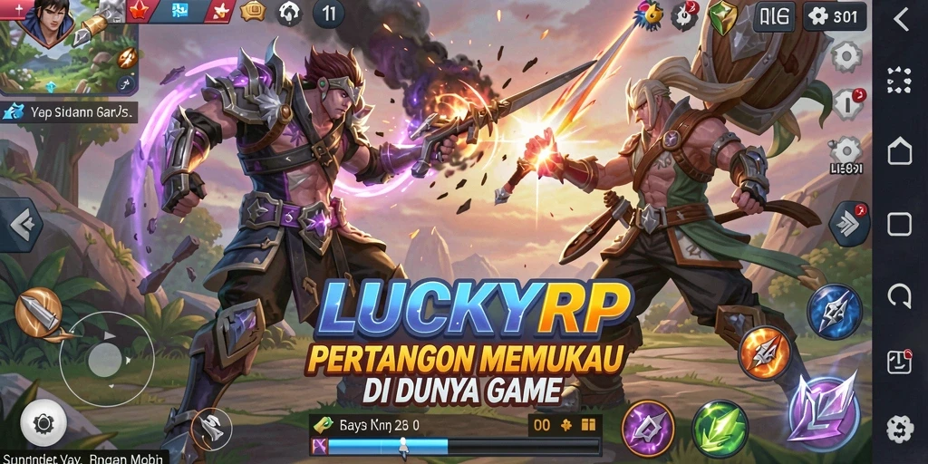 Tampilan aksi seru dalam gameplay <strong>LUCKYRP</strong> saat karakter bertarung.