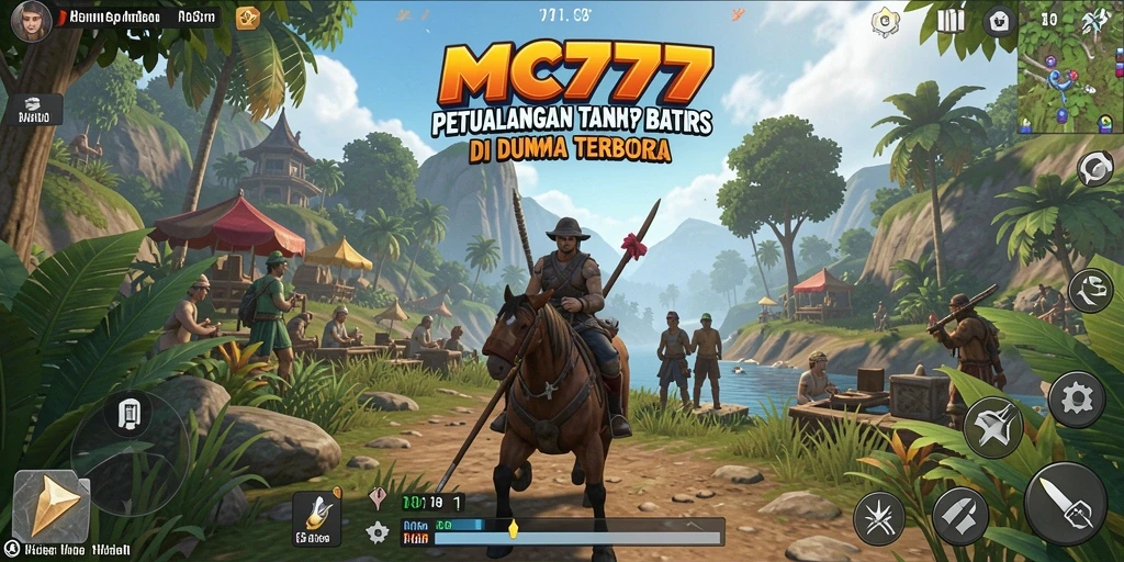 Gameplay MC777 menampilkan eksplorasi bebas di dunia terbuka yang luas.