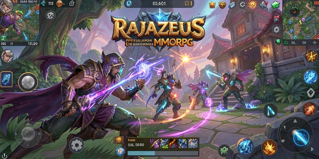 Tampilan gameplay seru dalam dunia RAJAZEUS yang epik.