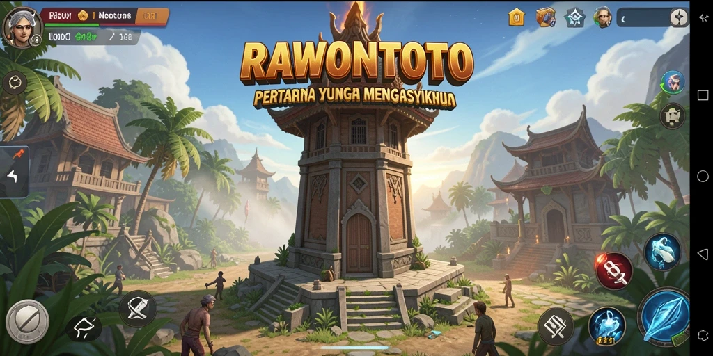 Tampilan gameplay RAWONTOTO saat melawan gelombang musuh.