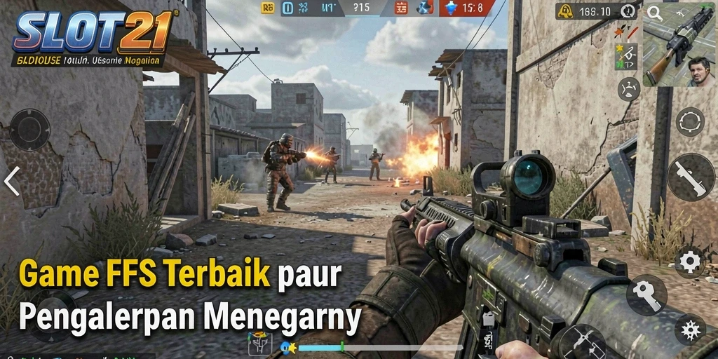 Tampilan seru dari gameplay SLOT21 dengan aksi FPS yang mendebarkan.